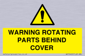 WARNING ROTATING PARTS BEHIND COVER
